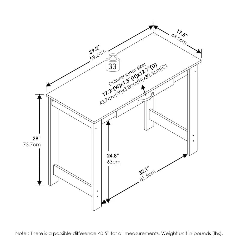 Furinno JAYA White Writing Desk with Drawer 2