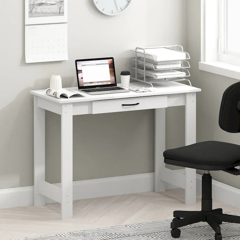 Furinno JAYA White Writing Desk with Drawer 7