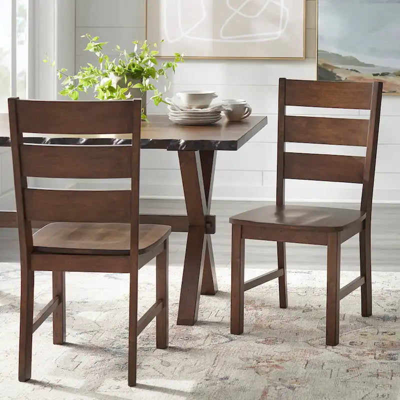 6-Piece Rustic Farmhouse Dining Set Table Chairs & Bench Walnut Finish 3
