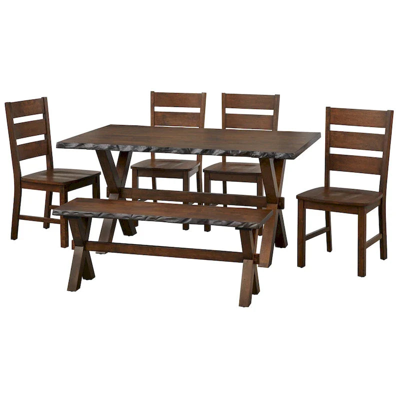 Simple Living Mandeville 6-Piece Solid Wood Dining Set Featuring Bench 12