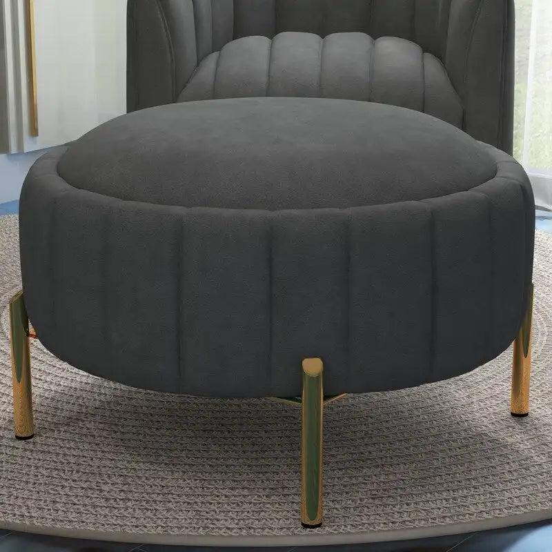 SEYNAR Modern Velvet Tufted Swivel Club Chair and Ottoman Set 8