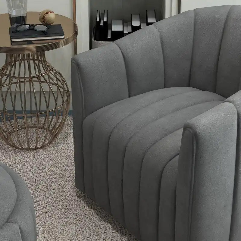 Swivel Accent Chair with Ottoman Set and Upholstered Cushion 10