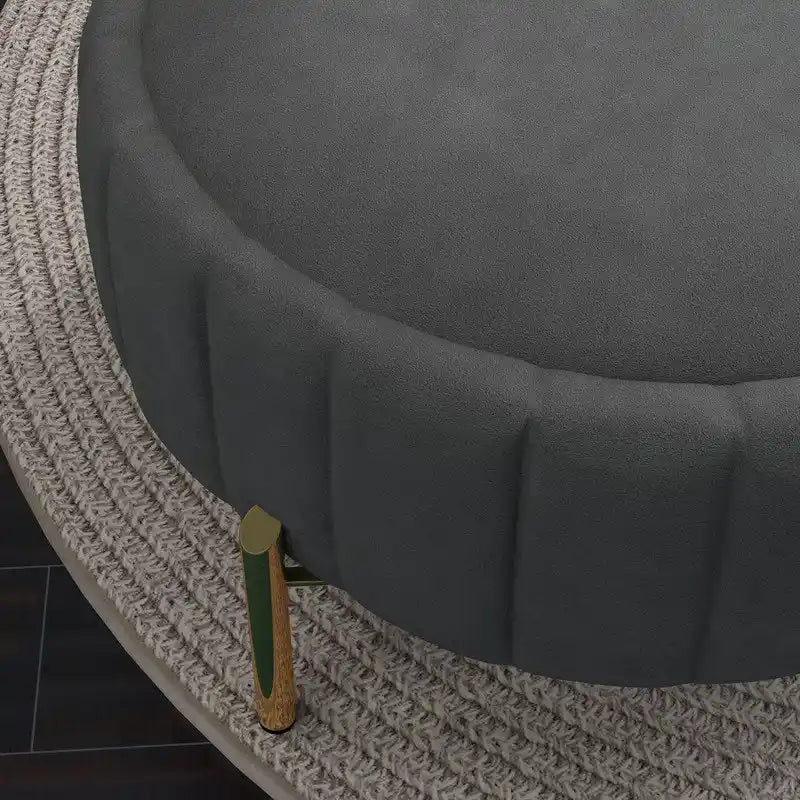 SEYNAR Modern Velvet Tufted Swivel Club Chair and Ottoman Set 14