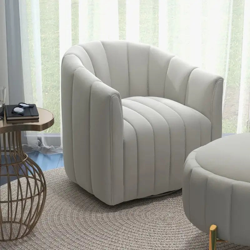 Swivel Accent Chair with Ottoman Set and Upholstered Cushion 16