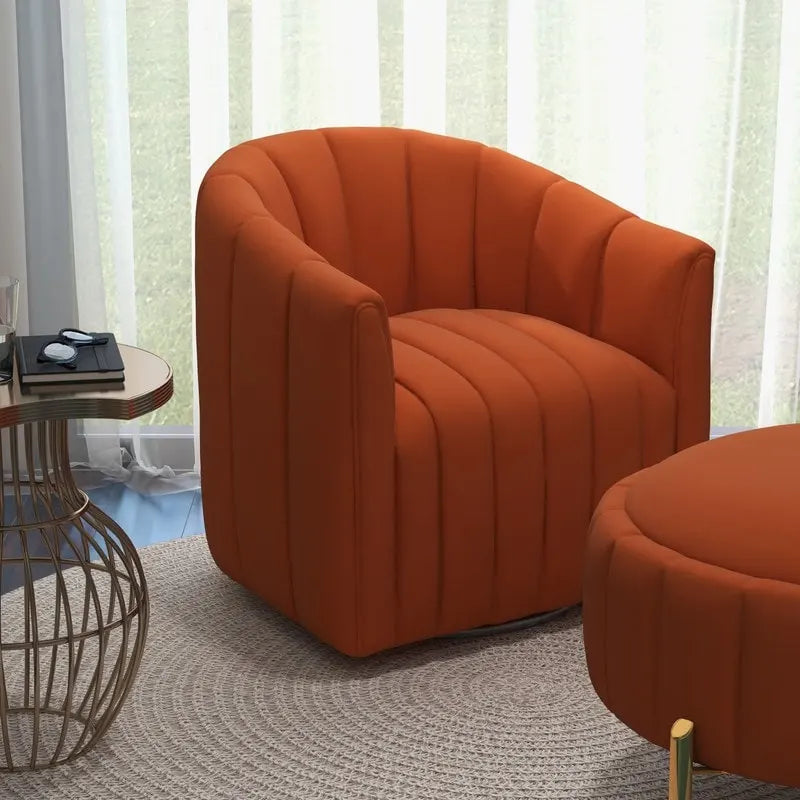 SEYNAR Modern Velvet Tufted Swivel Club Chair and Ottoman Set 25
