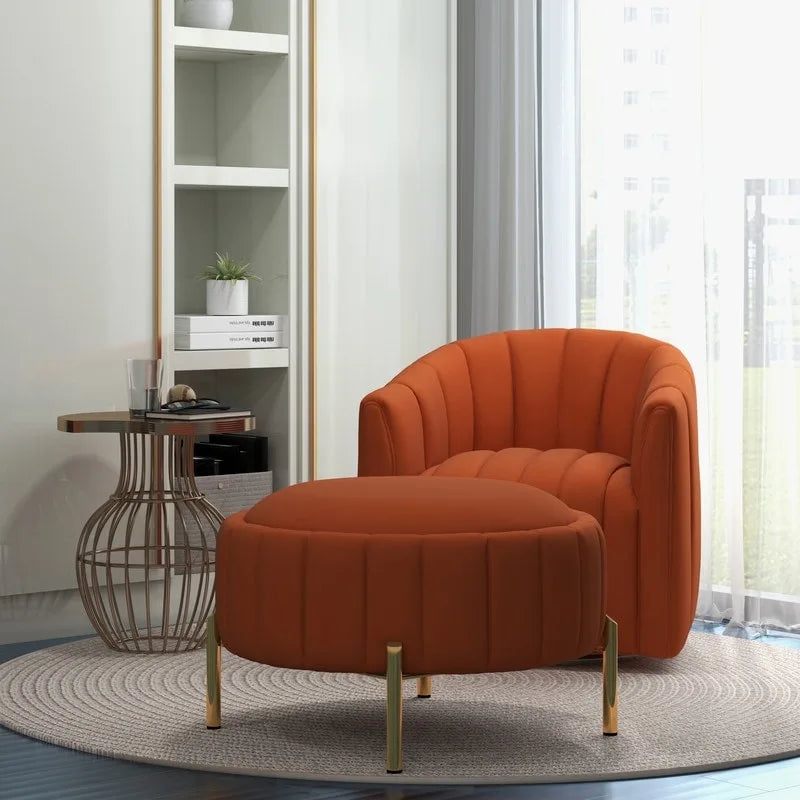 SEYNAR Modern Velvet Tufted Swivel Club Chair and Ottoman Set 26