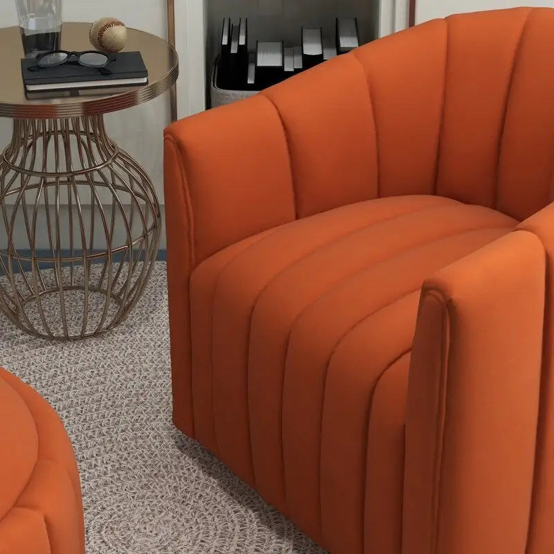 SEYNAR Modern Velvet Tufted Swivel Club Chair and Ottoman Set 29