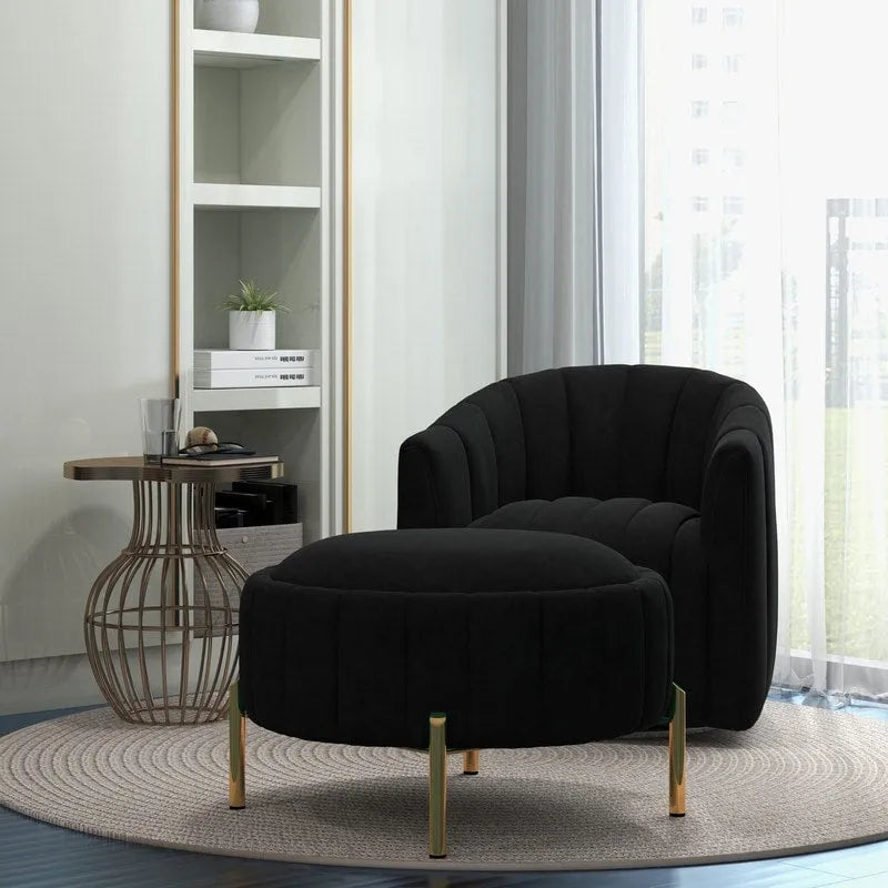 Swivel Accent Chair with Ottoman Set and Upholstered Cushion 35