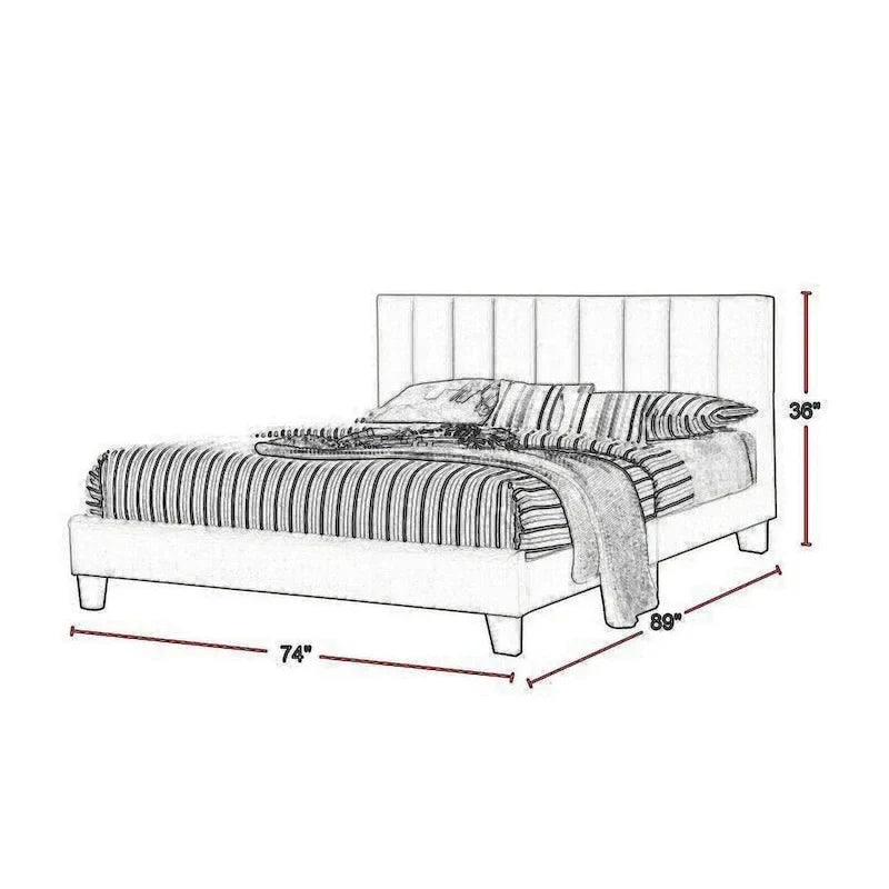 Eve California King Bed with Deep Channel Tufting in Light Gray Upholstery 6