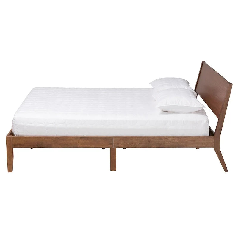 Salvatore Mid-Century Modern Walnut Brown Wood Platform Bed 3