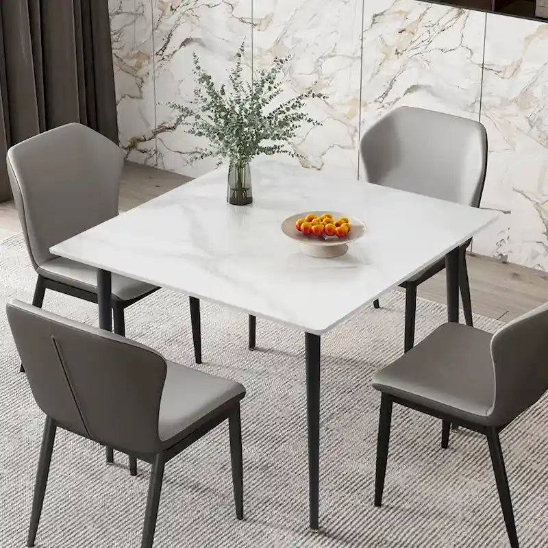 Contemporary Slate Kitchen Dining Table with Sintered Stone Surface and Metal Legs (Table Only) - 31.5 x 31.5 x 30 inches 25