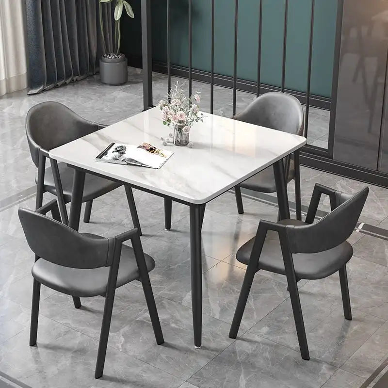 Contemporary Slate Kitchen Dining Table with Sintered Stone Surface and Metal Legs (Table Only) - 31.5 x 31.5 x 30 inches 1