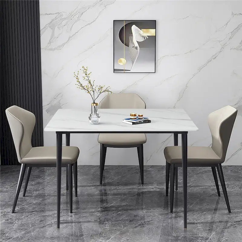 Contemporary Slate Kitchen Dining Table with Sintered Stone Surface and Metal Legs (Table Only) - 31.5 x 31.5 x 30 inches 2