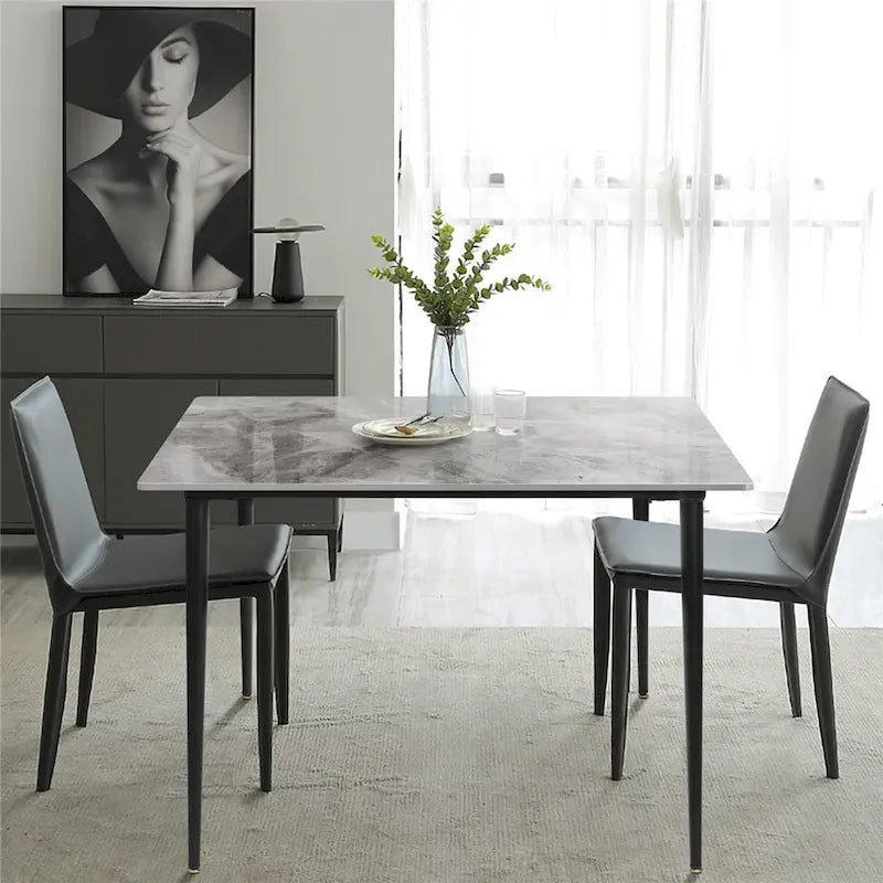 Contemporary Slate Kitchen Dining Table with Sintered Stone Surface and Metal Legs (Table Only) - 31.5 x 31.5 x 30 inches 3