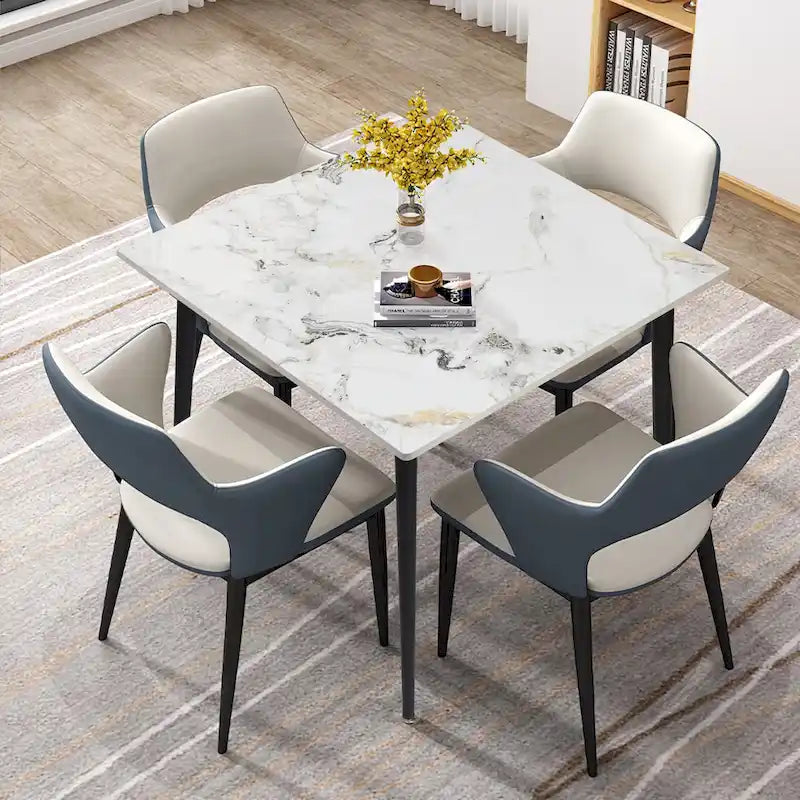 Contemporary Slate Kitchen Dining Table with Sintered Stone Surface and Metal Legs (Table Only) - 31.5 x 31.5 x 30 inches 6