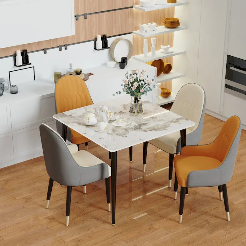 Contemporary Slate Kitchen Dining Table with Sintered Stone Surface and Metal Legs (Table Only) - 31.5 x 31.5 x 30 inches 7