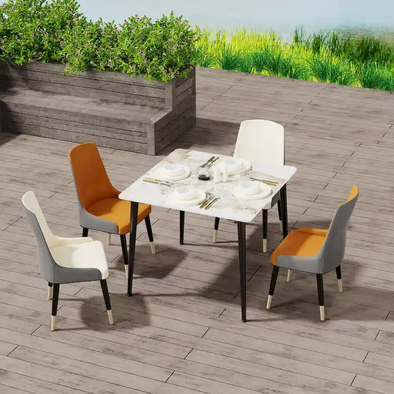 Contemporary Slate Kitchen Dining Table with Sintered Stone Surface and Metal Legs (Table Only) - 31.5 x 31.5 x 30 inches 8