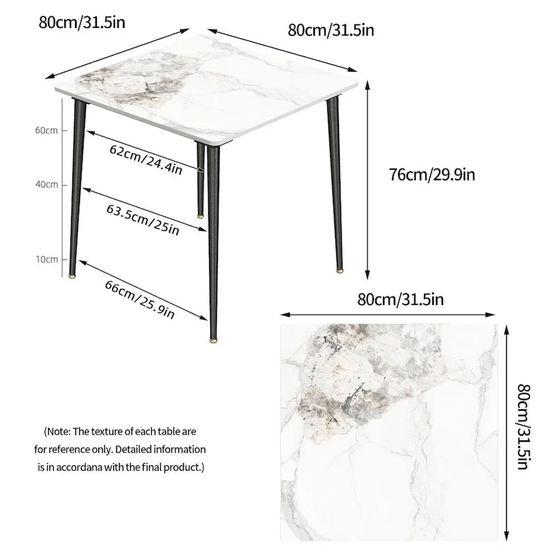 Contemporary Slate Kitchen Dining Table with Sintered Stone Surface and Metal Legs (Table Only) - 31.5 x 31.5 x 30 inches 9
