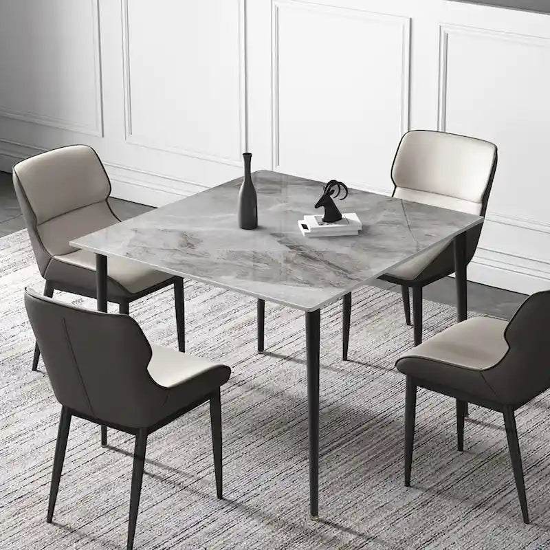 Contemporary Slate Kitchen Dining Table with Sintered Stone Surface and Metal Legs (Table Only) - 31.5 x 31.5 x 30 inches 10