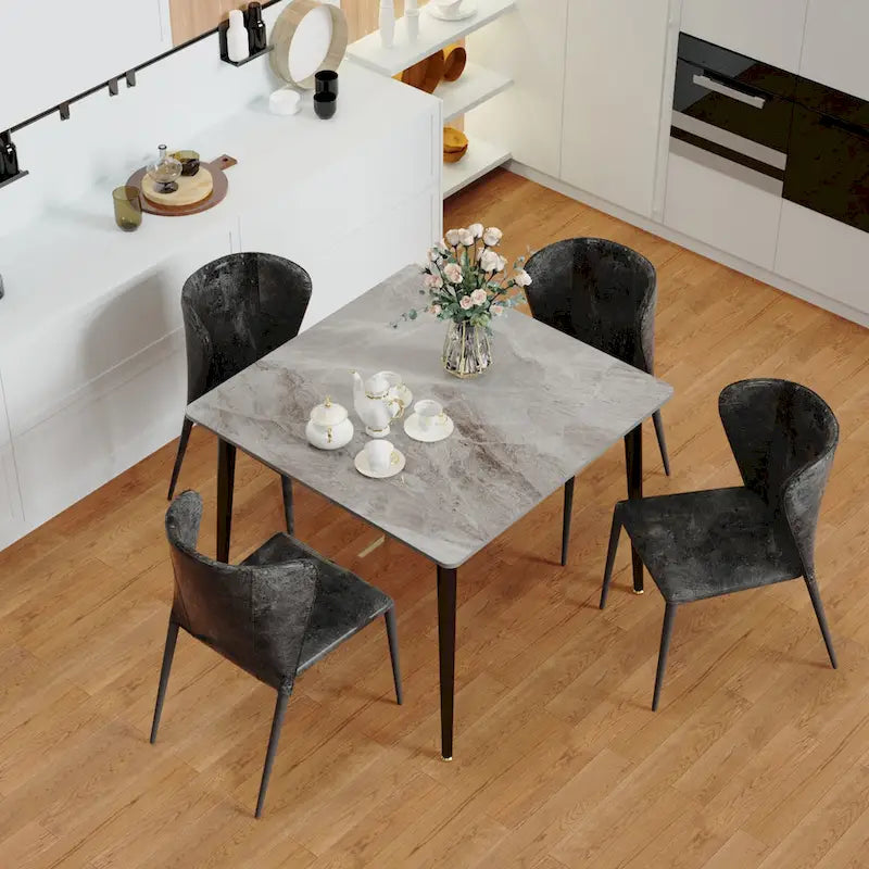 Contemporary Slate Kitchen Dining Table with Sintered Stone Surface and Metal Legs (Table Only) - 31.5 x 31.5 x 30 inches 11