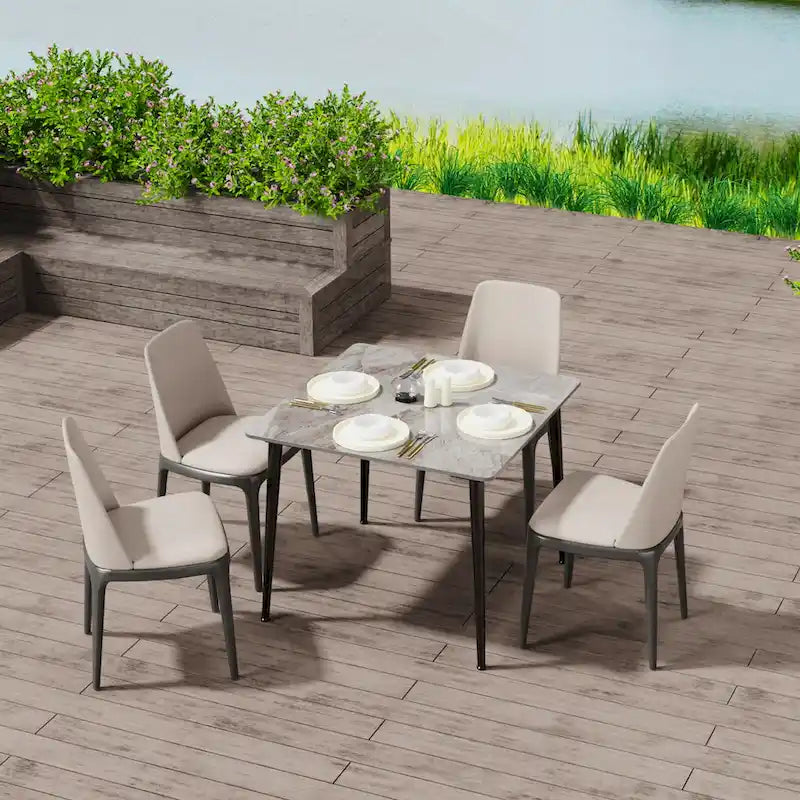 Contemporary Slate Kitchen Dining Table with Sintered Stone Surface and Metal Legs (Table Only) - 31.5 x 31.5 x 30 inches 12
