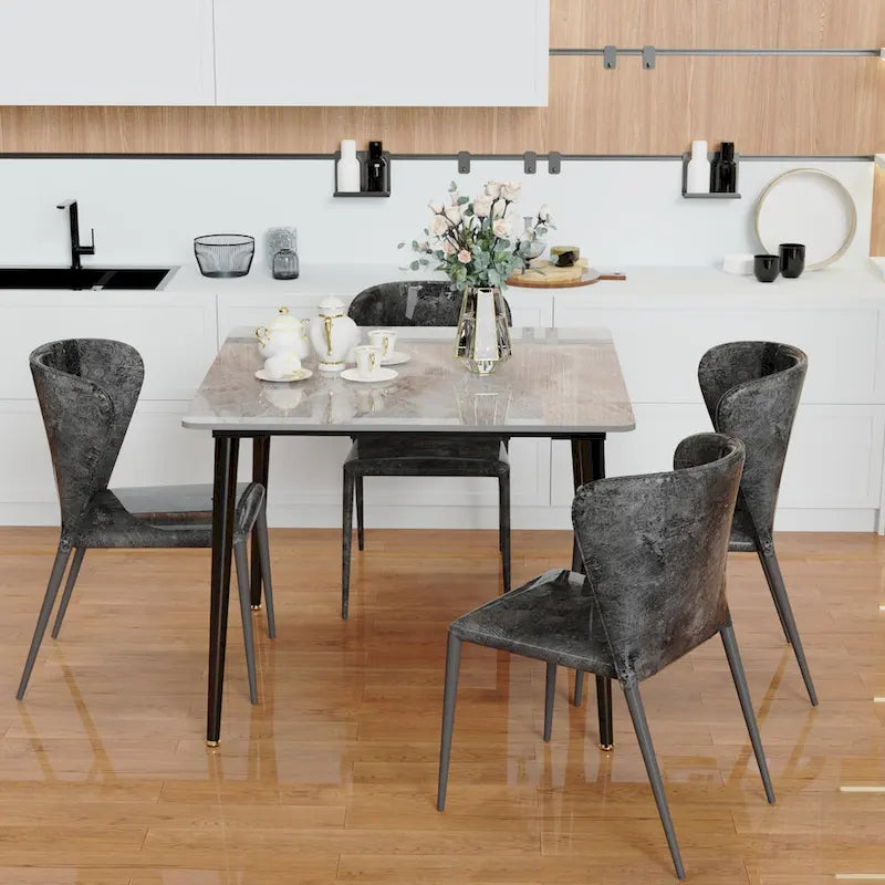 Contemporary Slate Kitchen Dining Table with Sintered Stone Surface and Metal Legs (Table Only) - 31.5 x 31.5 x 30 inches 13
