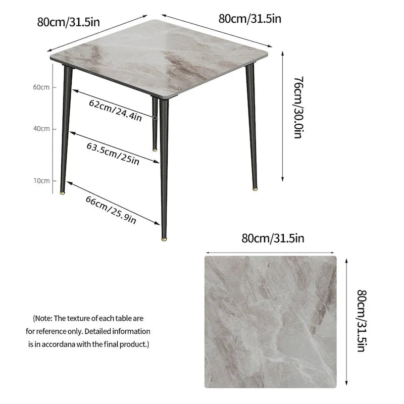 Contemporary Slate Kitchen Dining Table with Sintered Stone Surface and Metal Legs (Table Only) - 31.5 x 31.5 x 30 inches 15
