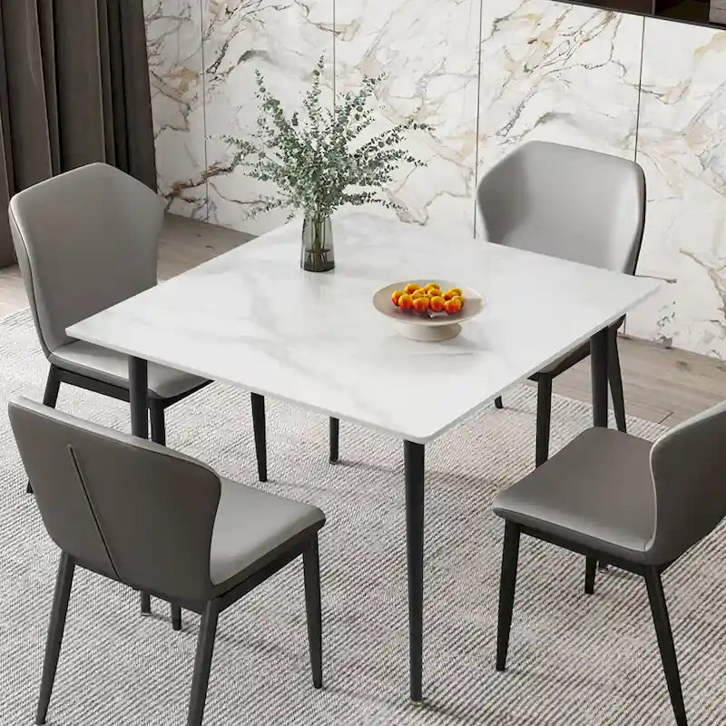 Contemporary Slate Kitchen Dining Table with Sintered Stone Surface and Metal Legs (Table Only) - 31.5 x 31.5 x 30 inches 17