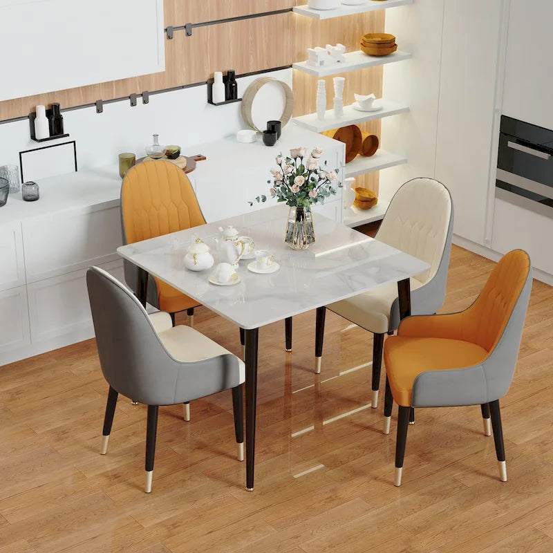 Contemporary Slate Kitchen Dining Table with Sintered Stone Surface and Metal Legs (Table Only) - 31.5 x 31.5 x 30 inches 18
