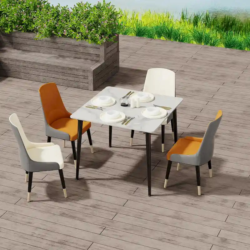 Contemporary Slate Kitchen Dining Table with Sintered Stone Surface and Metal Legs (Table Only) - 31.5 x 31.5 x 30 inches 19