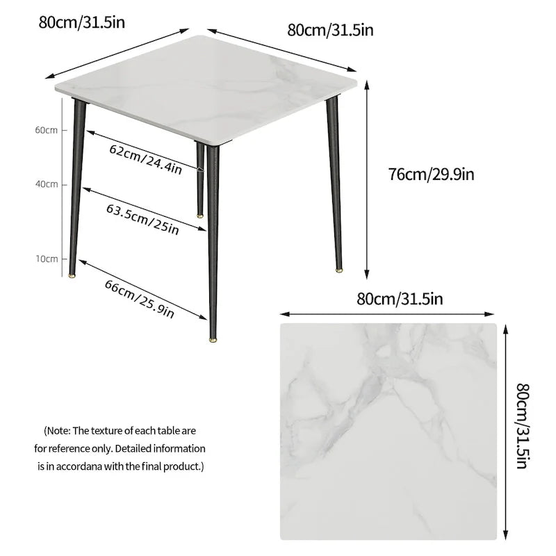Contemporary Slate Kitchen Dining Table with Sintered Stone Surface and Metal Legs (Table Only) - 31.5 x 31.5 x 30 inches 20