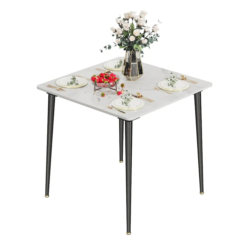 Contemporary Slate Kitchen Dining Table with Sintered Stone Surface and Metal Legs (Table Only) - 31.5 x 31.5 x 30 inches 21