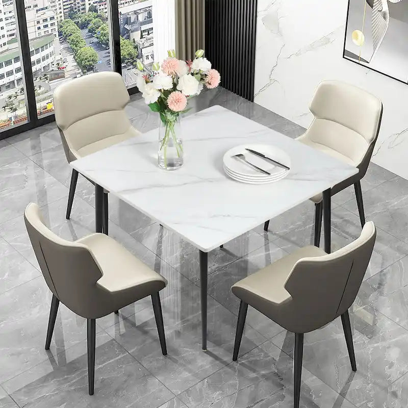 Contemporary Slate Kitchen Dining Table with Sintered Stone Surface and Metal Legs (Table Only) - 31.5 x 31.5 x 30 inches 24