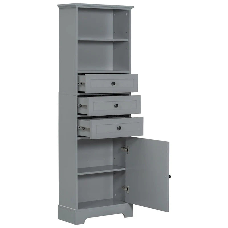 Merax Vertical Bathroom Storage Cabinet with 3 Drawers and Adjustable Shelves 6