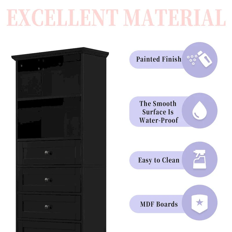 Merax Vertical Bathroom Storage Cabinet with 3 Drawers and Adjustable Shelves 25