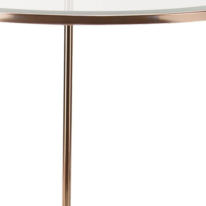 HomeRoots 26-Inch Gold Glass and Iron Round End Table with Shelf - Dimensions: 24.25 x 24.25 x 26.25 Inches 3