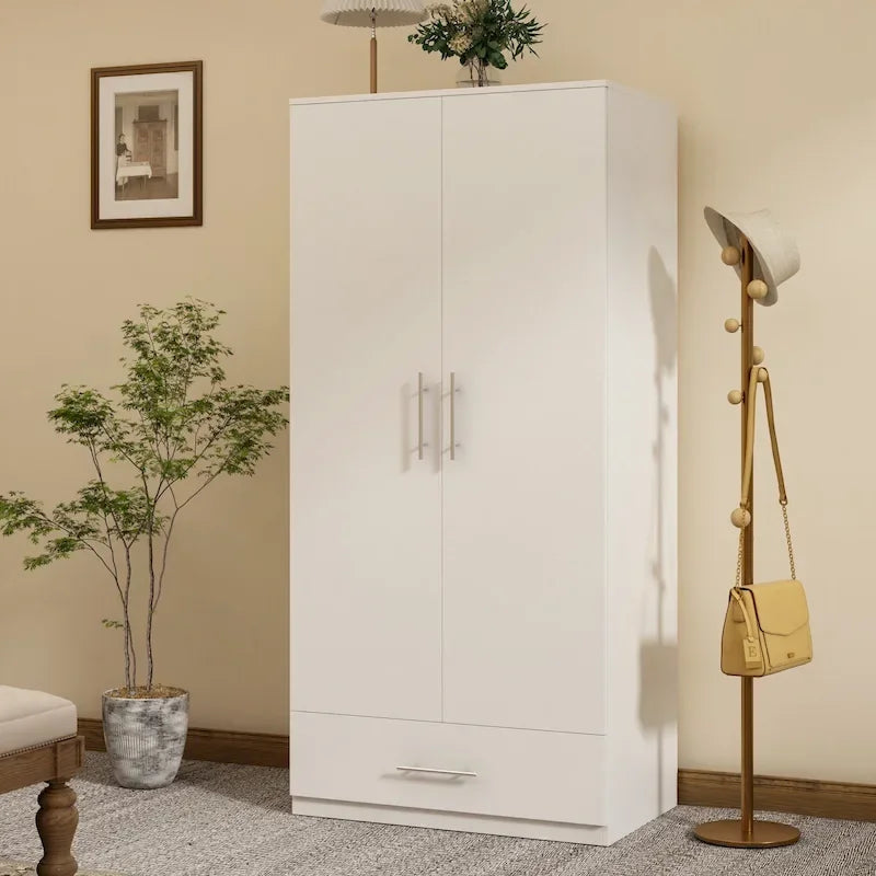 Black and White Wardrobe Armoire Closet with Drawer - 31.5W x 66.9H 29