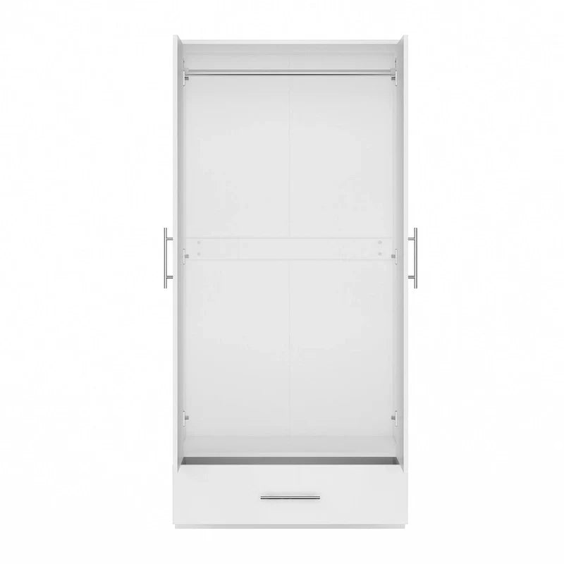 Black and White Wardrobe Armoire Closet with Drawer - 31.5W x 66.9H 4