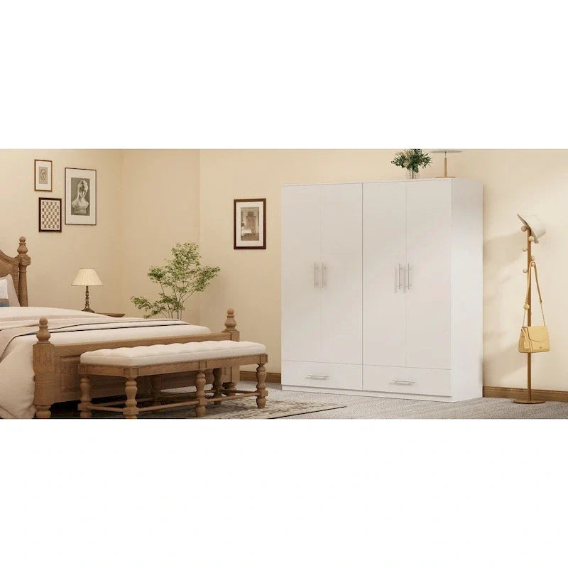 Black and White Wardrobe Armoire Closet with Drawer - 31.5W x 66.9H 14