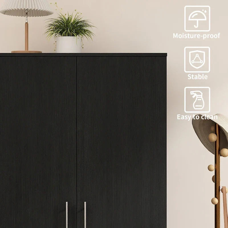 Black and White Wardrobe Armoire Closet with Drawer - 31.5W x 66.9H 18