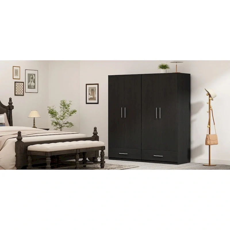 Black and White Wardrobe Armoire Closet with Drawer - 31.5W x 66.9H 19