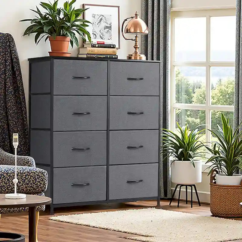 8-Drawer Tall Fabric Dresser for Bedroom - Stylish Closet Organizer Tower with Wooden Top and Metal Frame 4