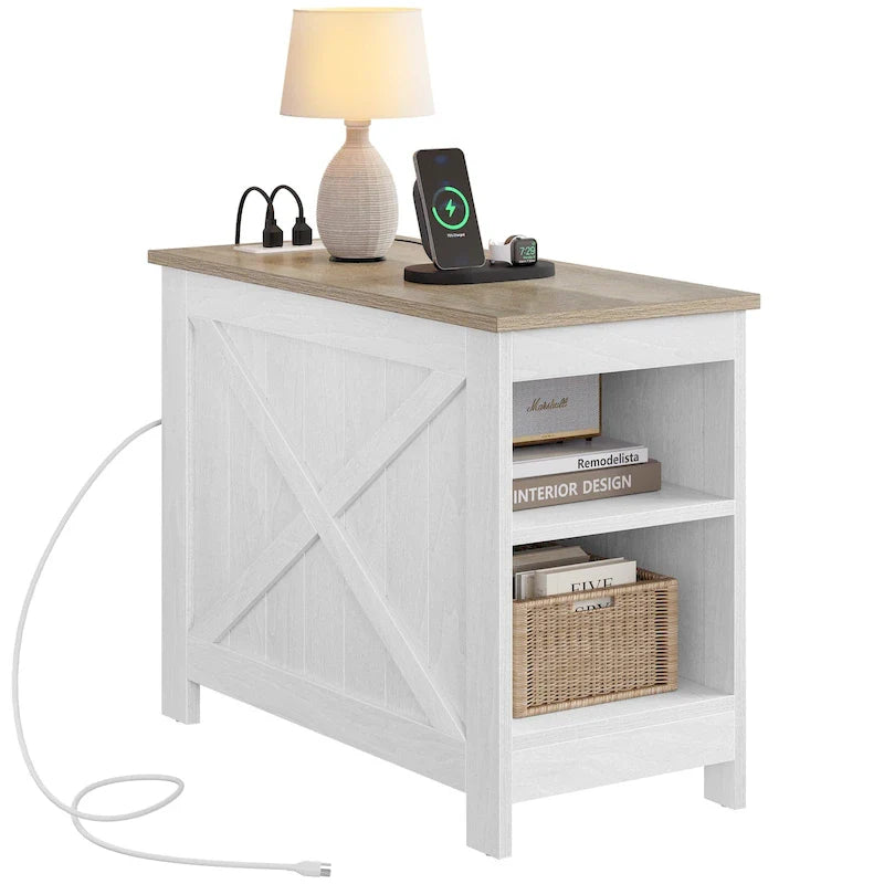 Moasis Charging End Table with Storage - Side Table Featuring 2 Power Outlets & 2 USB Ports for Living Room 22