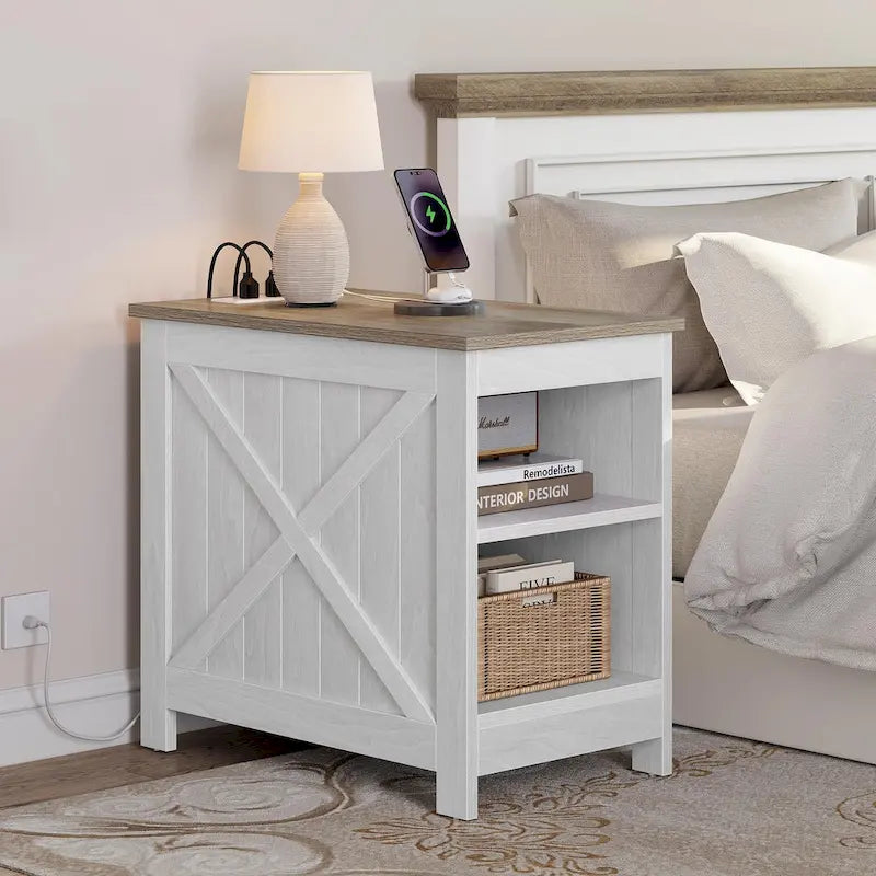 Moasis Charging End Table with Storage - Side Table Featuring 2 Power Outlets & 2 USB Ports for Living Room 3