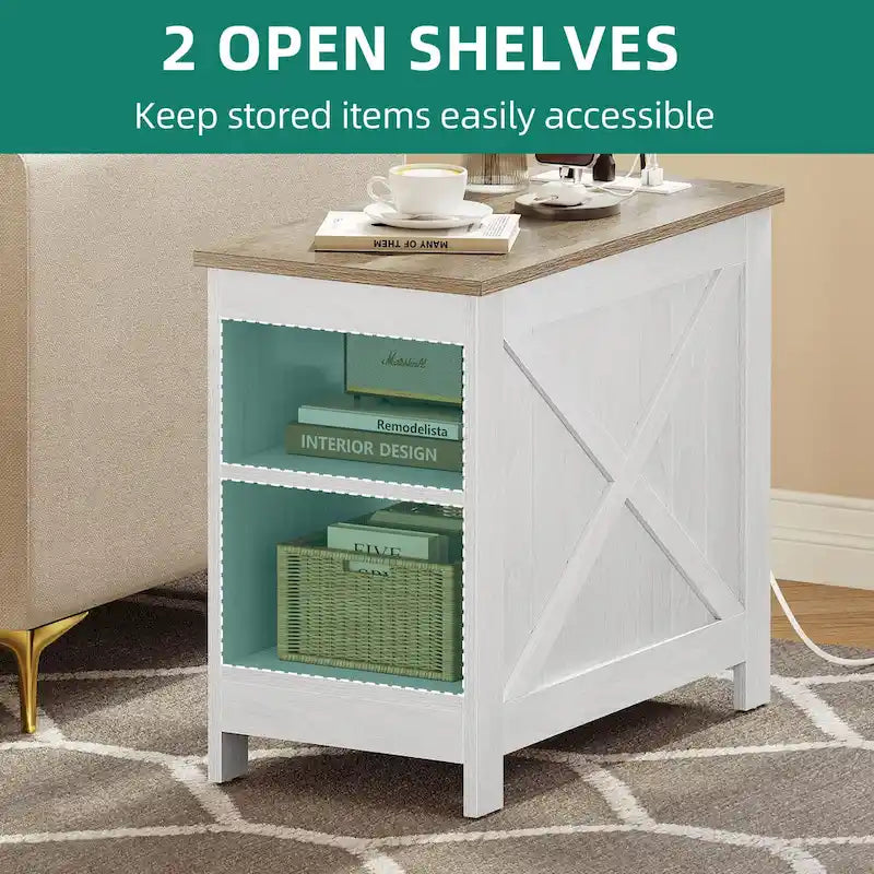 Moasis Charging End Table with Storage - Side Table Featuring 2 Power Outlets & 2 USB Ports for Living Room 4
