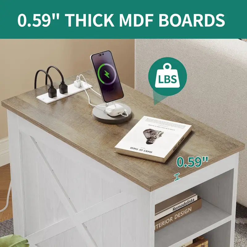 Moasis Charging End Table with Storage - Side Table Featuring 2 Power Outlets & 2 USB Ports for Living Room 5