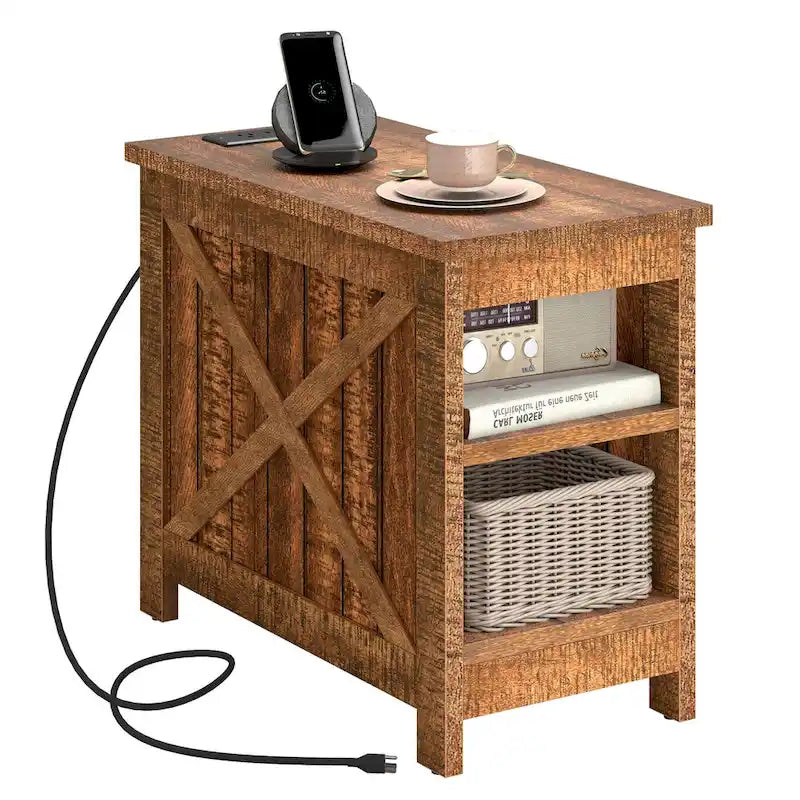 Moasis Charging End Table with Storage - Side Table Featuring 2 Power Outlets & 2 USB Ports for Living Room 10