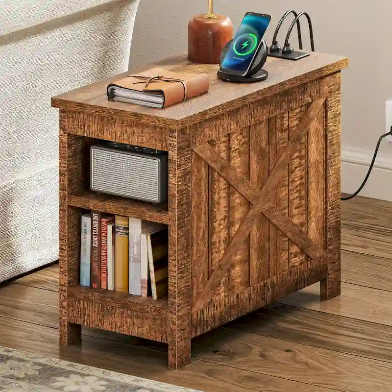Moasis Charging End Table with Storage - Side Table Featuring 2 Power Outlets & 2 USB Ports for Living Room 11