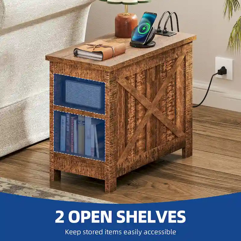 Moasis Charging End Table with Storage - Side Table Featuring 2 Power Outlets & 2 USB Ports for Living Room 12