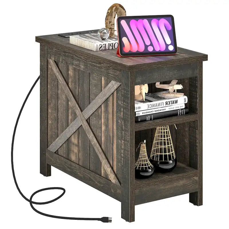 Moasis Charging End Table with Storage - Side Table Featuring 2 Power Outlets & 2 USB Ports for Living Room 16